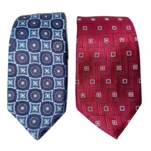 Tie Bundle (2) Talbott & Burma Bibas Silk Textured Ties Career Office Business